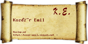 Kozár Emil névjegykártya