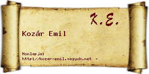 Kozár Emil névjegykártya
